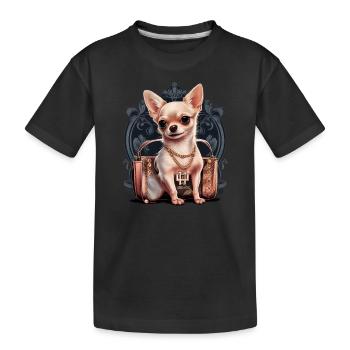 Pink Chihuahua | Rosa Handtasche Welpe Girlie - Kinder Premium Bio T-Shirt - Schwarz - Vorne