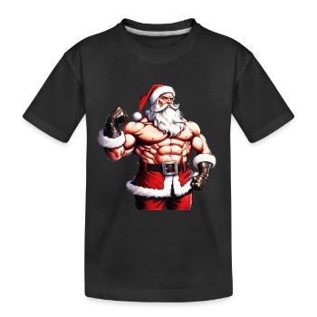 Père Noël l’homme fort: tenue de culturiste de Noël - T-shirt bio Premium Enfant - noir - Devant