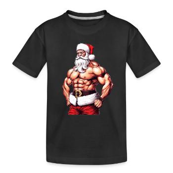 Strong Claus: Noël avec le Père Noël Powerlifting De - T-shirt bio Premium Enfant - noir - Devant