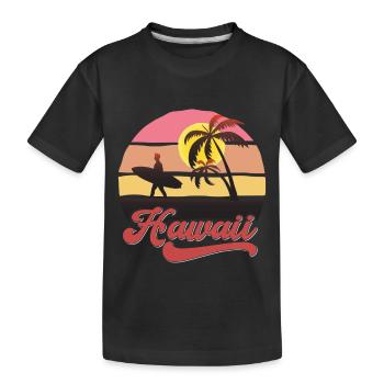 Hawaii Surf Beach Design - Kinder Premium Bio T-Shirt - Schwarz - Vorne