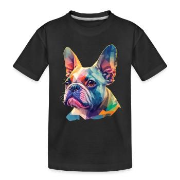Französische Bulldogge Hund lustige Hunde Kunst - Kinder Premium Bio T-Shirt - Schwarz - Vorne