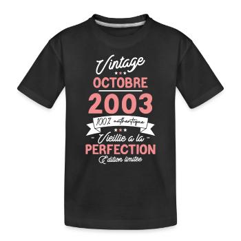 Cadeau Anniversaire Octobre 2003 20 ans - T-shirt bio Premium Enfant - noir - Devant