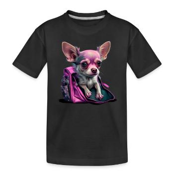 Pink Chihuahua | Rosa Handtasche Welpe Girlie - Kinder Premium Bio T-Shirt - Schwarz - Vorne