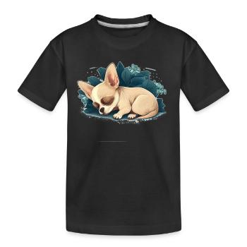 Chihuahua | Schlaf Nacht Pyjama Sonntag Niedlich - Kinder Premium Bio T-Shirt - Schwarz - Vorne