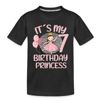 Anniversaire Princesse 7 ans Bday Party Cadeau - T-shirt bio Premium Enfant - noir - Devant