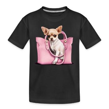 Pink Chihuahua | Rosa Handtasche Welpe Girlie - Kinder Premium Bio T-Shirt - Schwarz - Vorne