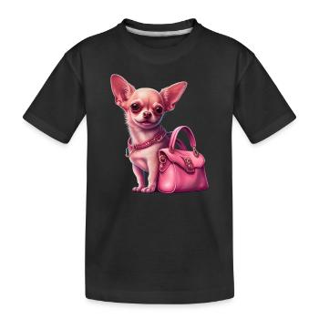 Pink Chihuahua | Rosa Handtasche Welpe Girlie - Kinder Premium Bio T-Shirt - Schwarz - Vorne