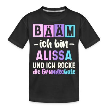 Name Alissa Geschenk Grundschule - Kinder Premium Bio T-Shirt - Schwarz - Vorne