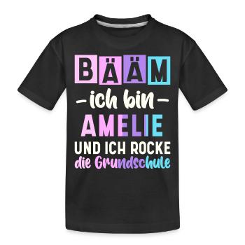 Name Amelie Geschenk Grundschule - Kinder Premium Bio T-Shirt - Schwarz - Vorne