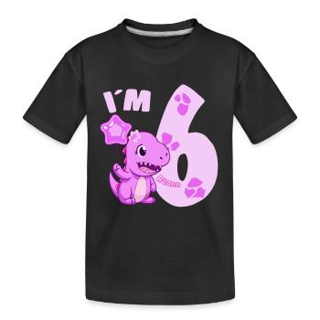 Dinosaure mignon Je suis 6 Dino Birthday Girl - T-shirt bio Premium Enfant - noir - Devant