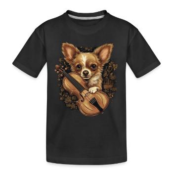 Chihuahua | Aloha Ukulele Hawaii Gitarre Lustiger - Kinder Premium Bio T-Shirt - Schwarz - Vorne