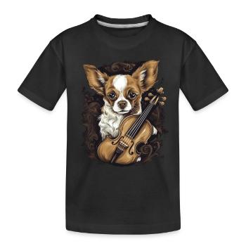 Chihuahua | Aloha Ukulele Hawaii Gitarre Lustiger - Kinder Premium Bio T-Shirt - Schwarz - Vorne