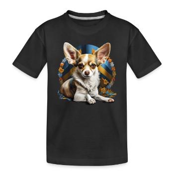 Chihuahua | Ukraine Peace & Love Flag Help Dog - Kids' Premium Organic T-Shirt - black - Front
