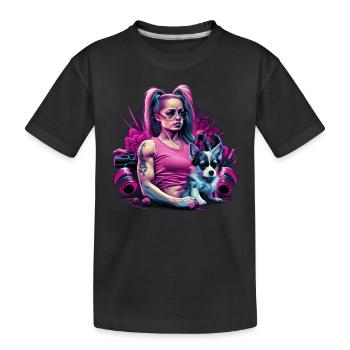 Pink Chihuahua | Fitness Girl Gym Sport Dumbbell - Kids' Premium Organic T-Shirt - black - Front