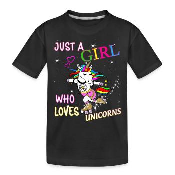 Just Une Fille Qui Aime Les licornes - T-shirt bio Premium Enfant - noir - Devant