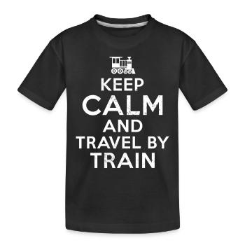 Train journey - Kids' Premium Organic T-Shirt - black - Front