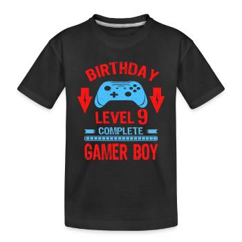 Nine 9yr BDay Son Boy Funny Gamer 9th 9 Year Old - Kids' Premium Organic T-Shirt - black - Front