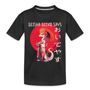 Geisha Gecko vous souhaite la bienvenue - D’inspiration japonaise - T-shirt bio Premium Enfant - noir - Devant