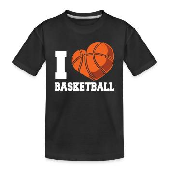 J’adore les joueurs de basket-ball de l’équipe de basket-ball - T-shirt bio Premium Enfant - noir - Devant