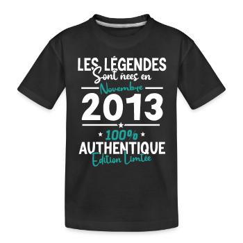 Legends born in November 2013 - 10 years old - Kids' Premium Organic T-Shirt - black - Front