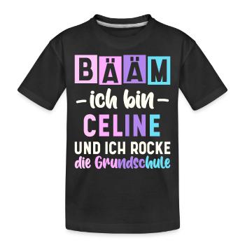 Name Celine Geschenk Grundschule - Kinder Premium Bio T-Shirt - Schwarz - Vorne
