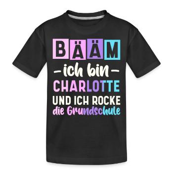 Name Charlotte Geschenk Grundschule - Kinder Premium Bio T-Shirt - Schwarz - Vorne