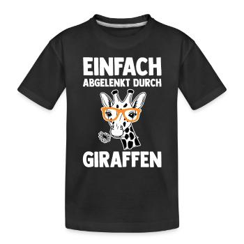 Giraffe Giraffen - Kinder Premium Bio T-Shirt - Schwarz - Vorne