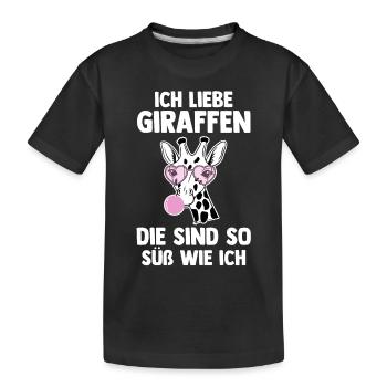 Giraffe Giraffen - Kinder Premium Bio T-Shirt - Schwarz - Vorne
