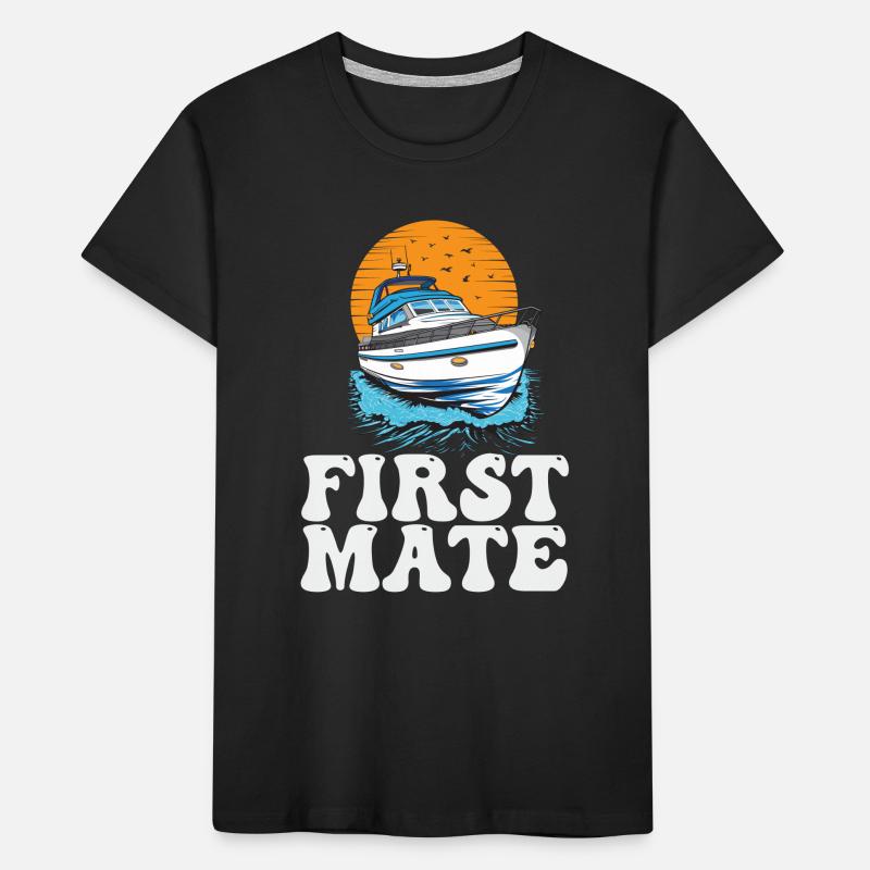 First Mate Motorboating Squad Lake Life Pontoon T-shirt bio Premium Enfant