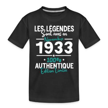 Geburtstagsgeschenk November 1933 90 Jahre - Kinder Premium Bio T-Shirt - Schwarz - Vorne