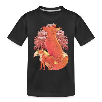 Waldbewohner Sakura Geschenk Kirschblüten Fuchs - Kinder Premium Bio T-Shirt - Schwarz - Vorne