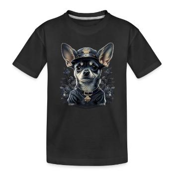 Chihuahua | Chapeau Policier Chien Drôle - T-shirt bio Premium Enfant - noir - Devant