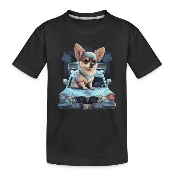 Chihuahua | Chapeau Policier Chien Drôle - T-shirt bio Premium Enfant - noir - Devant