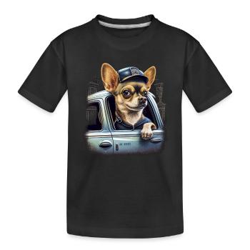 Chihuahua | Chapeau Policier Chien Drôle - T-shirt bio Premium Enfant - noir - Devant