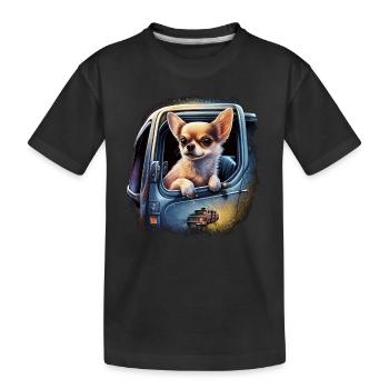 Chihuahua | Chapeau Policier Chien Drôle - T-shirt bio Premium Enfant - noir - Devant