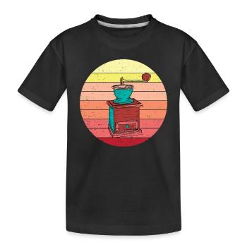 Retro Manuelles Kaffeemühlen Design - Kinder Premium Bio T-Shirt - Schwarz - Vorne