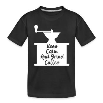 Lustige Manuelle Kaffeemühle Kaffeebohnen - Kinder Premium Bio T-Shirt - Schwarz - Vorne