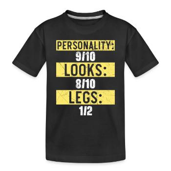 Texture: 9/10 Appearance: 8/10 Legs: 1/2 - Kids' Premium Organic T-Shirt - black - Front