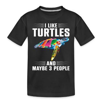 Sea Turtle Tortoise I Like Turtles - Kinder Premium Bio T-Shirt - Schwarz - Vorne