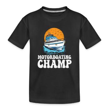 Pontoon Lake Life Boat Parade Champ Motorboating - Kinder Premium Bio T-Shirt - Schwarz - Vorne