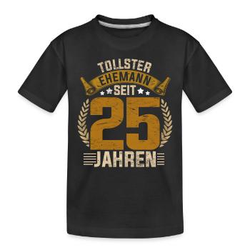 Tollerster Ehemann seit 25 Jahren Silber Hochzeit - Kinder Premium Bio T-Shirt - Schwarz - Vorne