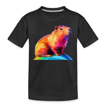Capybara Low Polygon Design - Kinder Premium Bio T-Shirt - Schwarz - Vorne