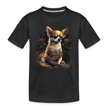 Chihuahua | Aloha Ukulele Hawaii Gitarre Lustiger - Kinder Premium Bio T-Shirt - Schwarz - Vorne