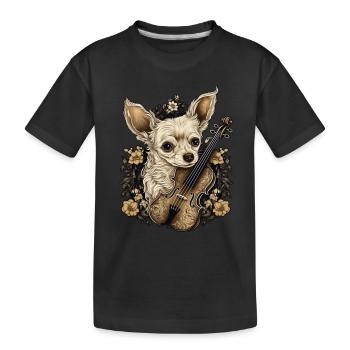 Chihuahua | Aloha Ukulele Hawaii Gitarre Lustiger - Kinder Premium Bio T-Shirt - Schwarz - Vorne