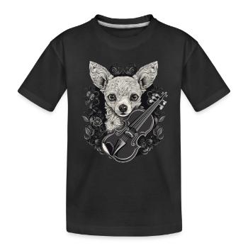 Chihuahua | Aloha Ukulele Hawaii Gitarre Lustiger - Kinder Premium Bio T-Shirt - Schwarz - Vorne