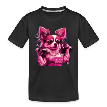 Pink Chihuahua | Fitness Girl Gym Sport Dumbbell - Kids' Premium Organic T-Shirt - black - Front