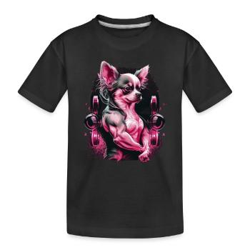 Pink Chihuahua | Fitness Girl Gym Sport Dumbbell - Kids' Premium Organic T-Shirt - black - Front
