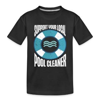 Poolreiniger Job Schwimmbad Hausmeister - Kinder Premium Bio T-Shirt - Schwarz - Vorne
