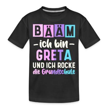 Name Greta Geschenk Grundschule - Kinder Premium Bio T-Shirt - Schwarz - Vorne
