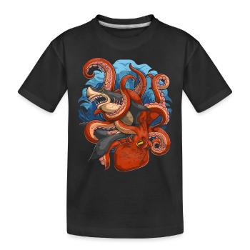 Kraken Meeresbewohner Hai Tier Geschenk Oktopus - Kinder Premium Bio T-Shirt - Schwarz - Vorne